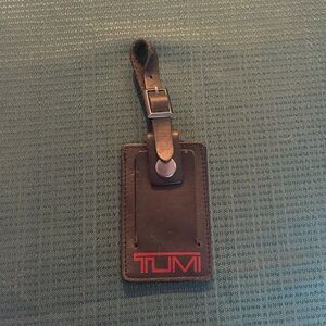Tumi "T - PASS "Luggage Tag Black with Red Logo Leather